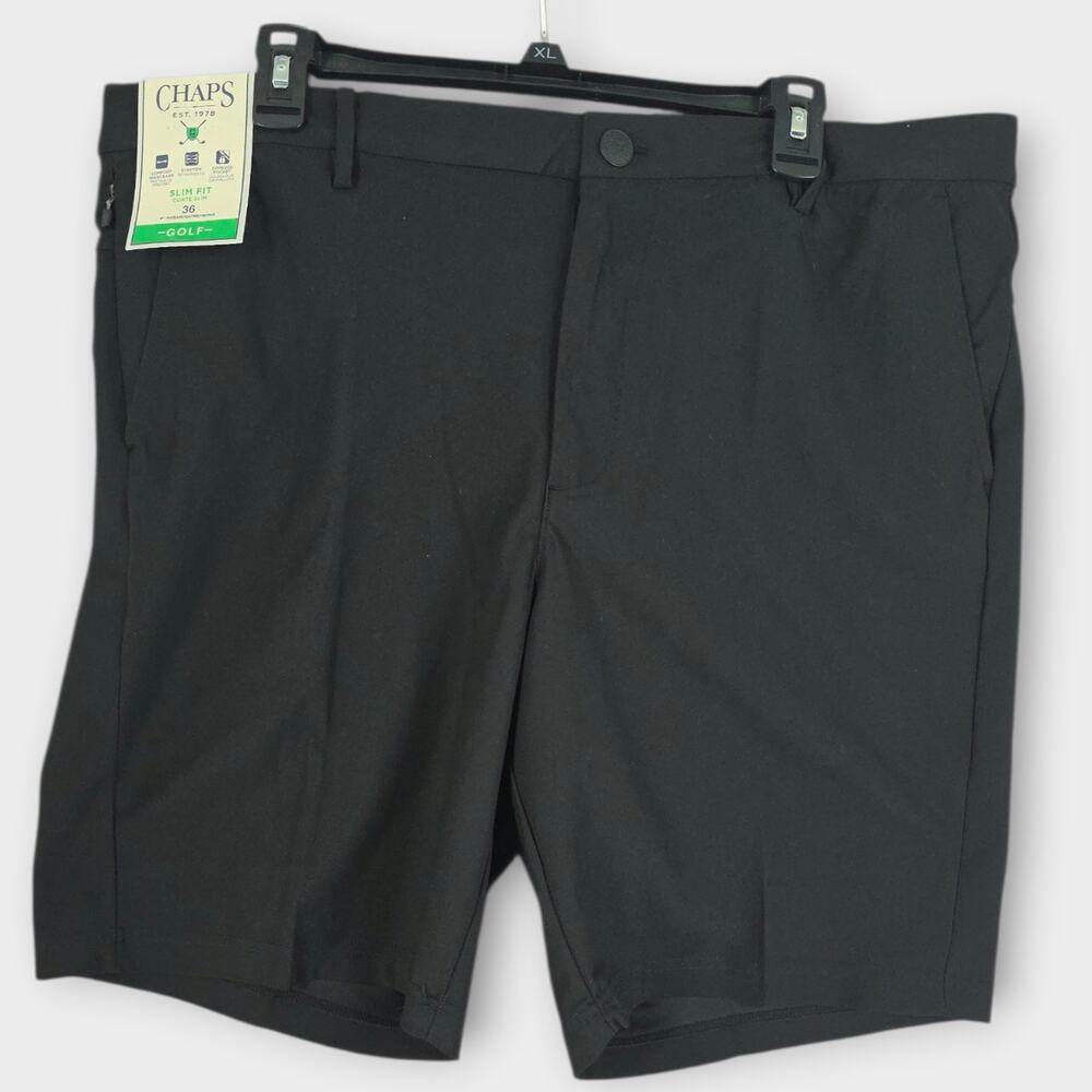 Chaps Golf Shorts Men's 36"x 9" Black Stretch Zippered Pockets Sportswear NWT